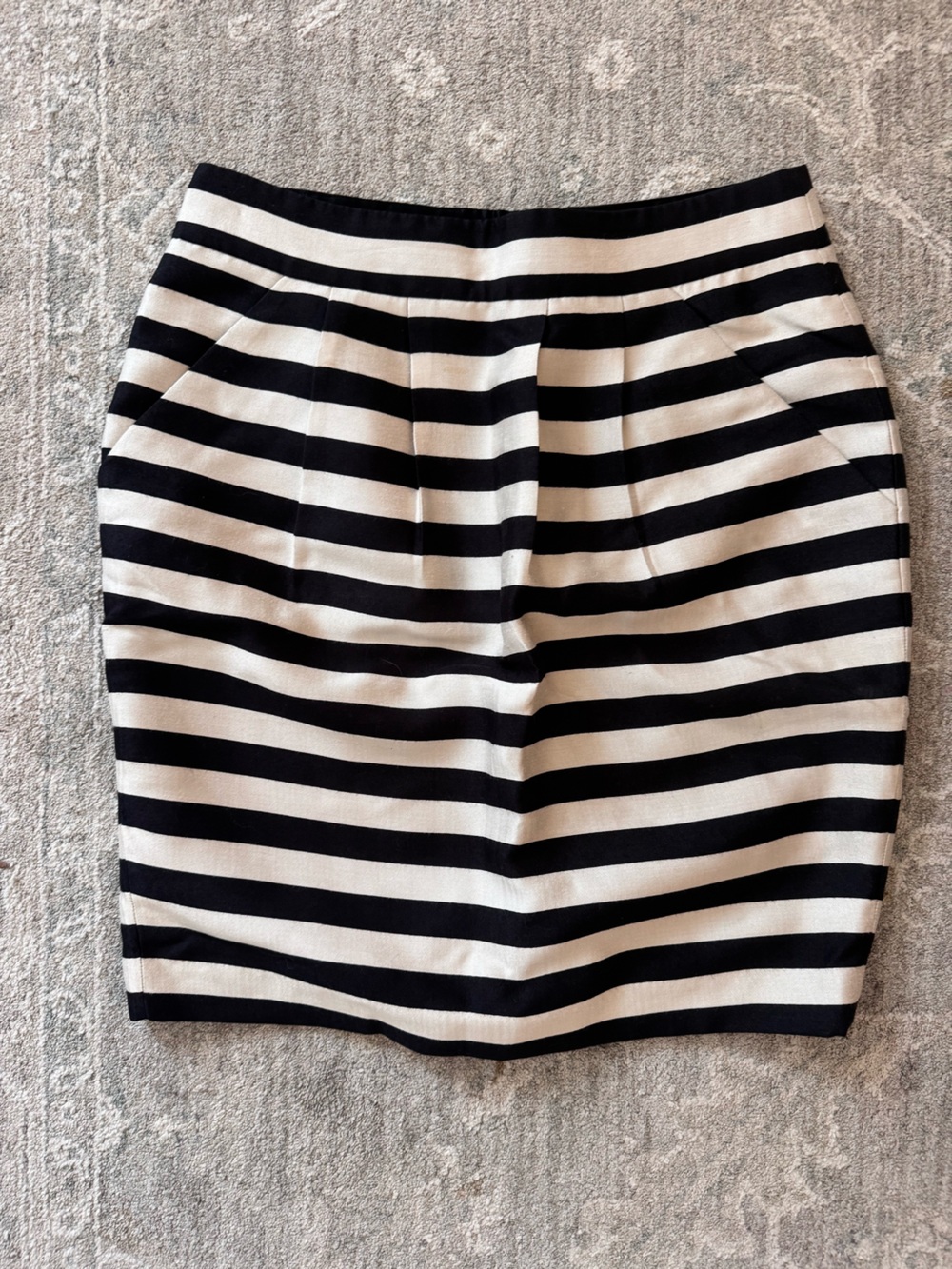 Classic Black & White BR Striped Pencil Skirt